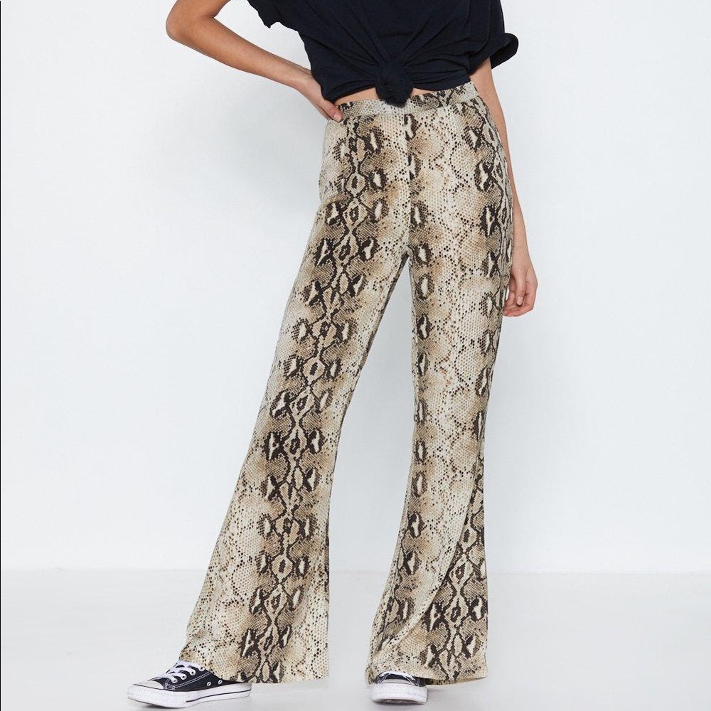 NWT Snake Print Flared Pants